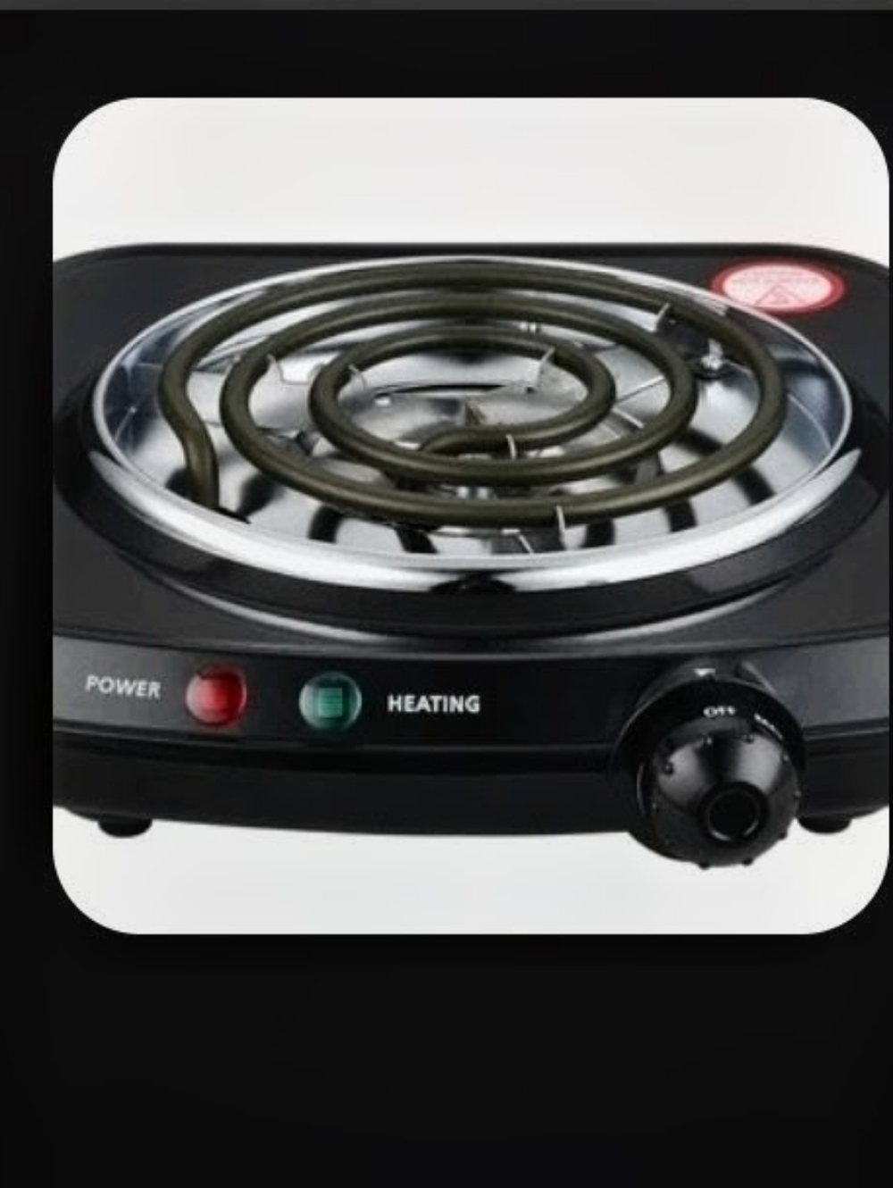 Mainstays Black Single Electric Coil Burner Hot Plate